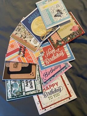 10 Handmade Multi-Color Birthday Card Set - Assorted Designs